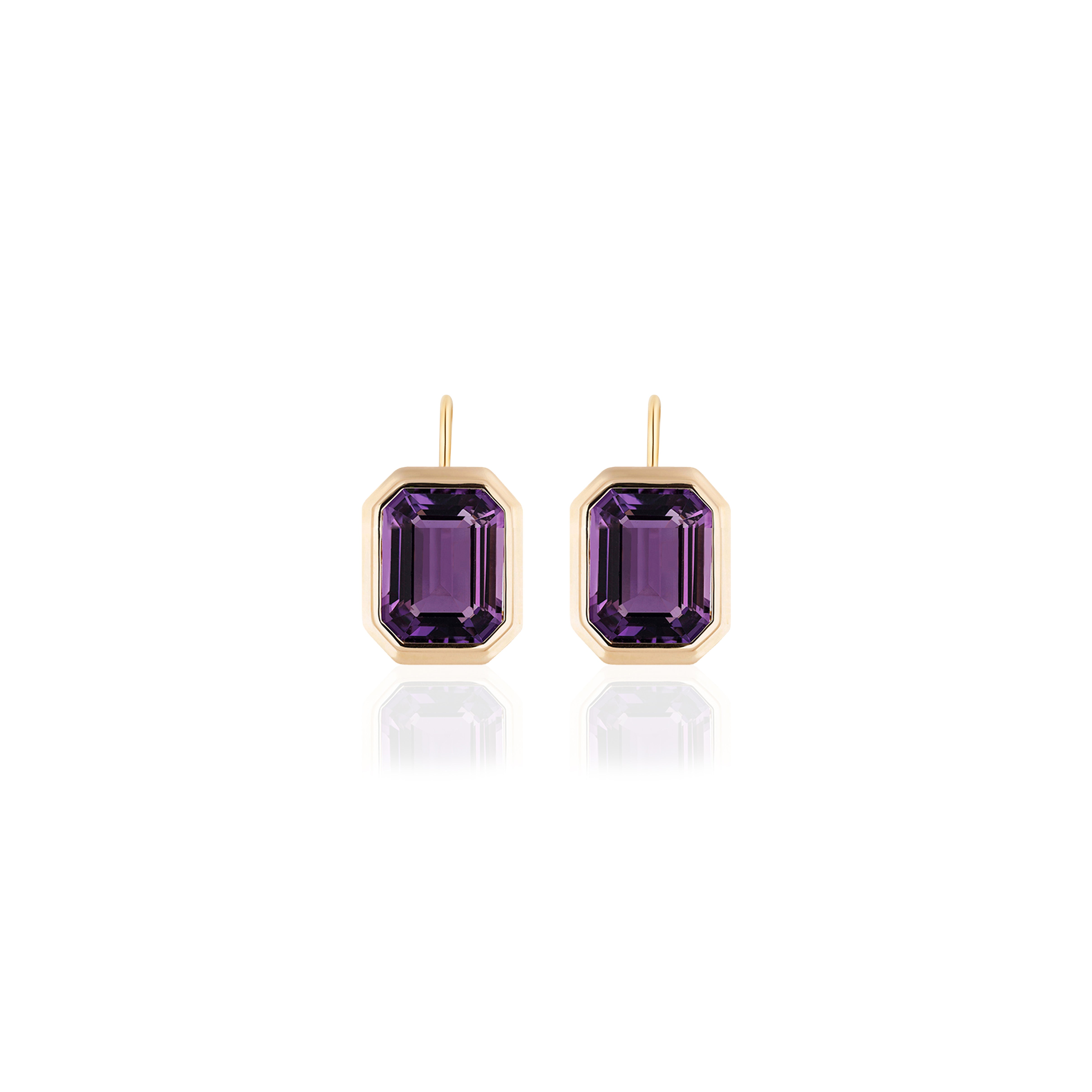 Emerald Cut Bezel Set Earrings