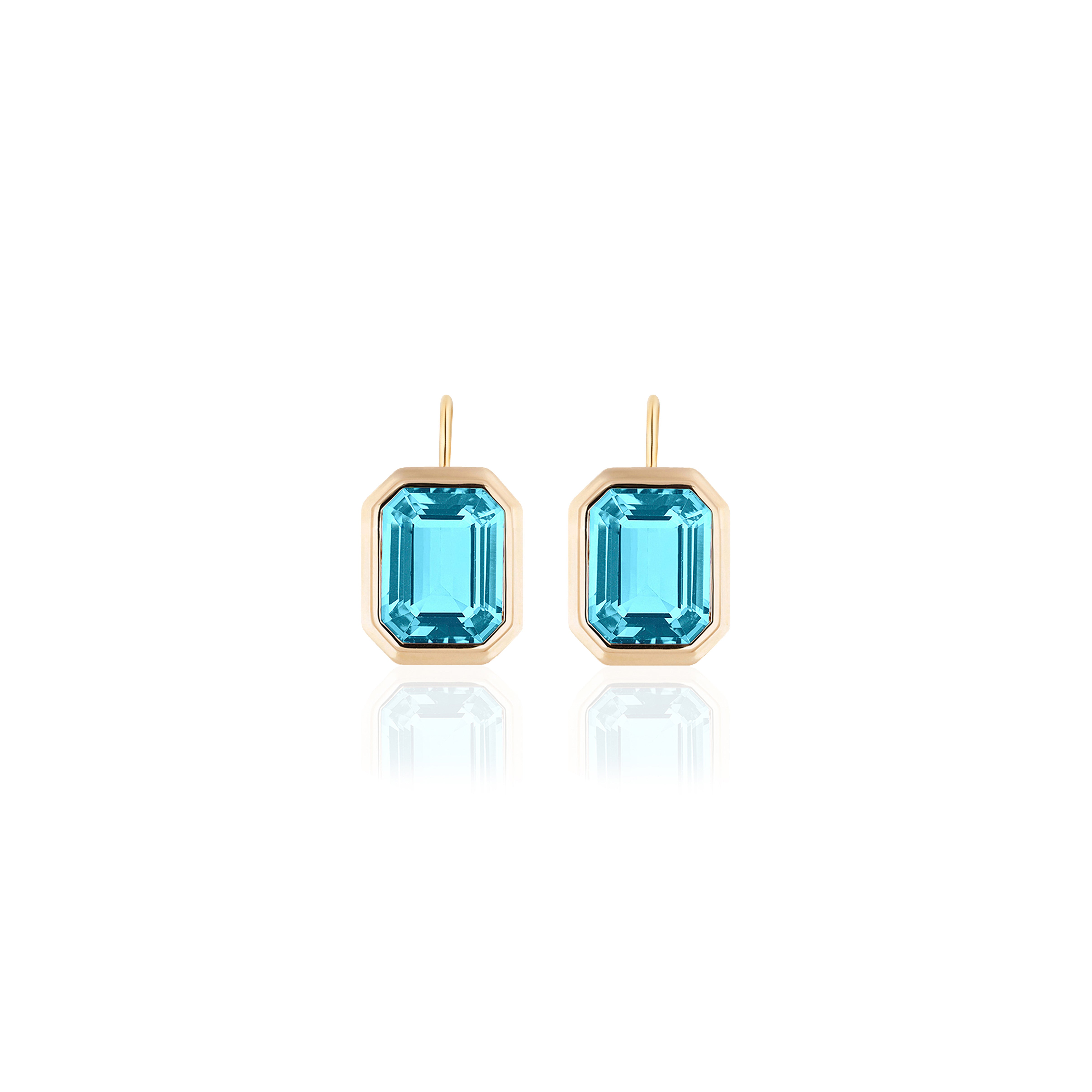 Emerald Cut Bezel Set Earrings