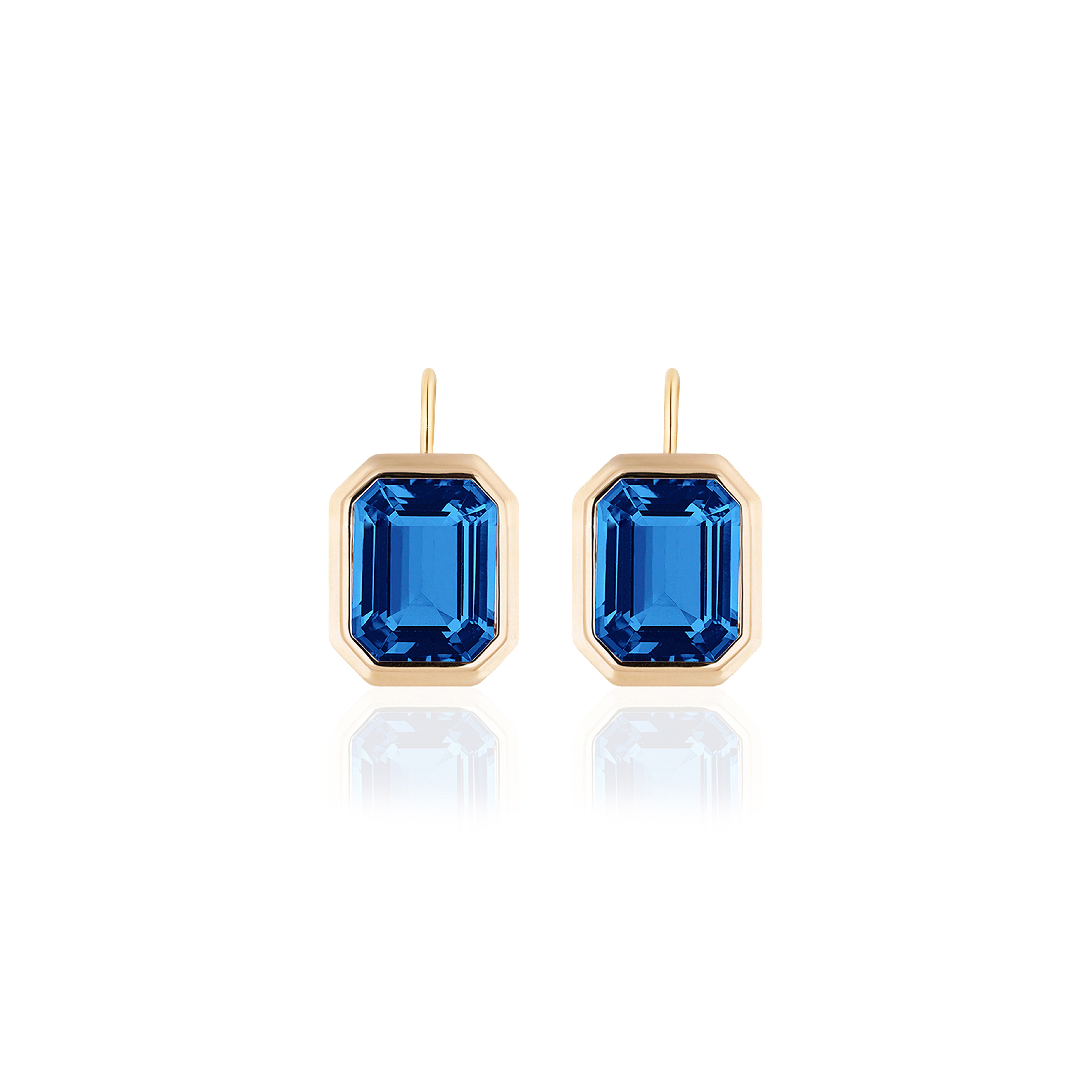 Emerald Cut Bezel Set Earrings