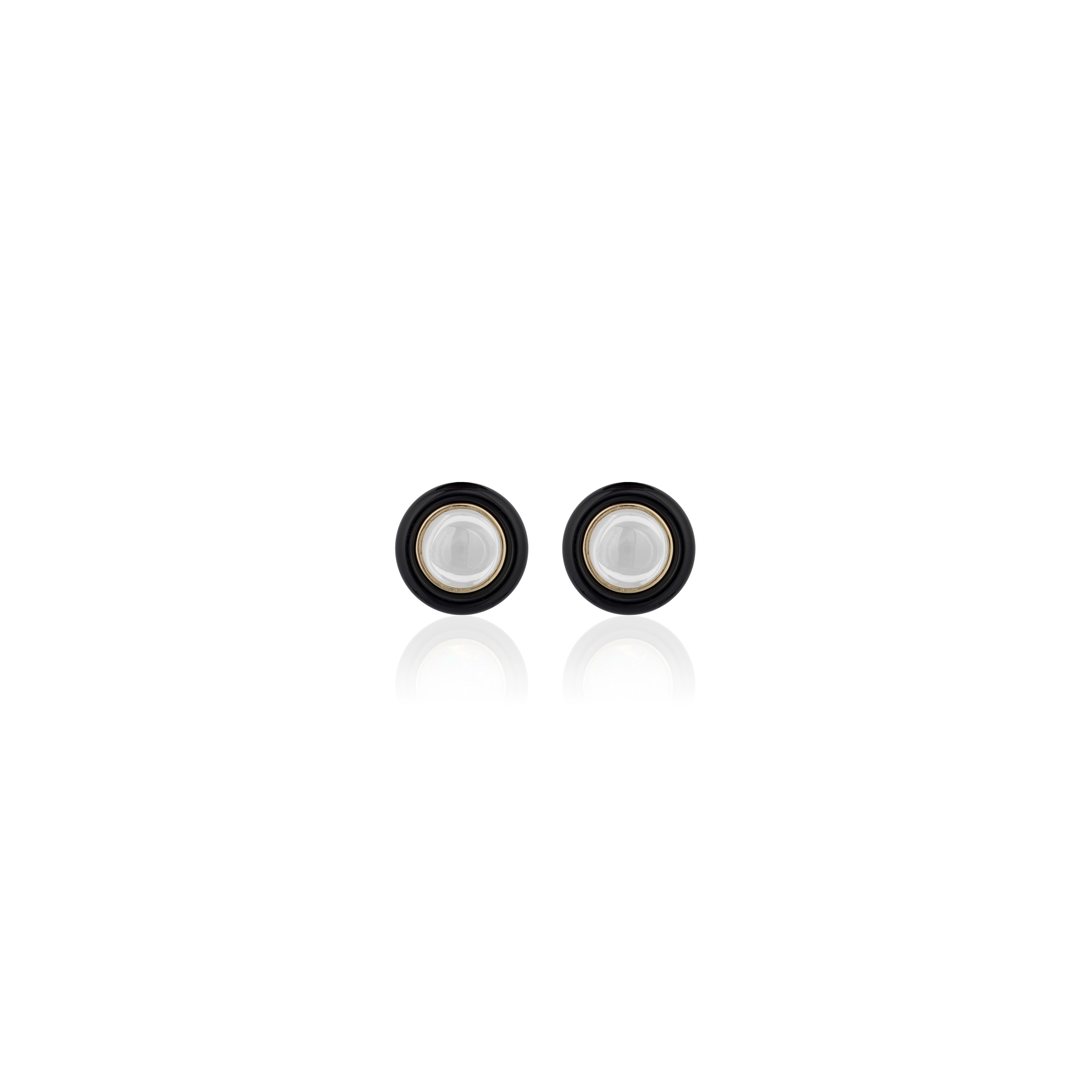 Moon Quartz & Onyx Studs