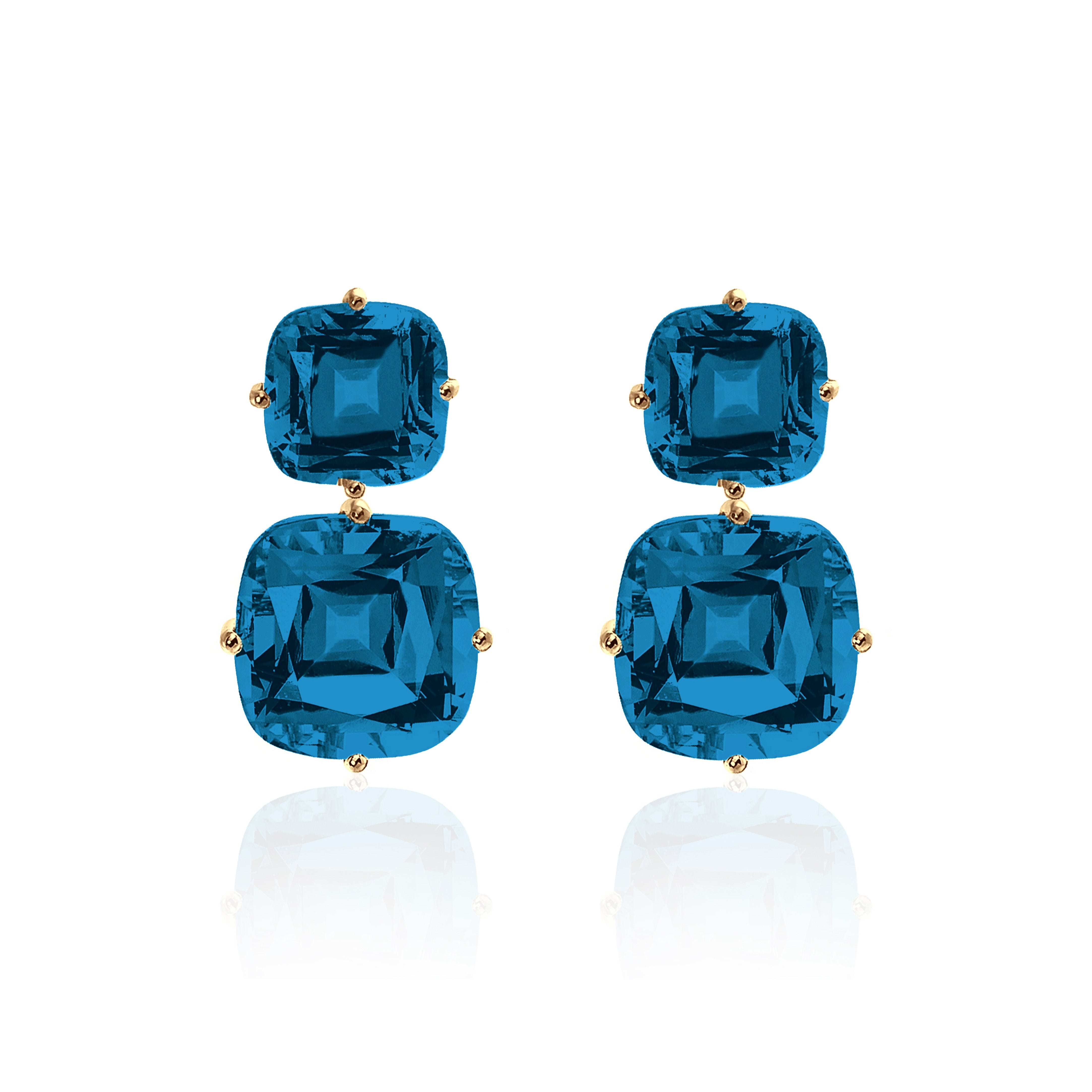 Double Cushion Drop Earrings