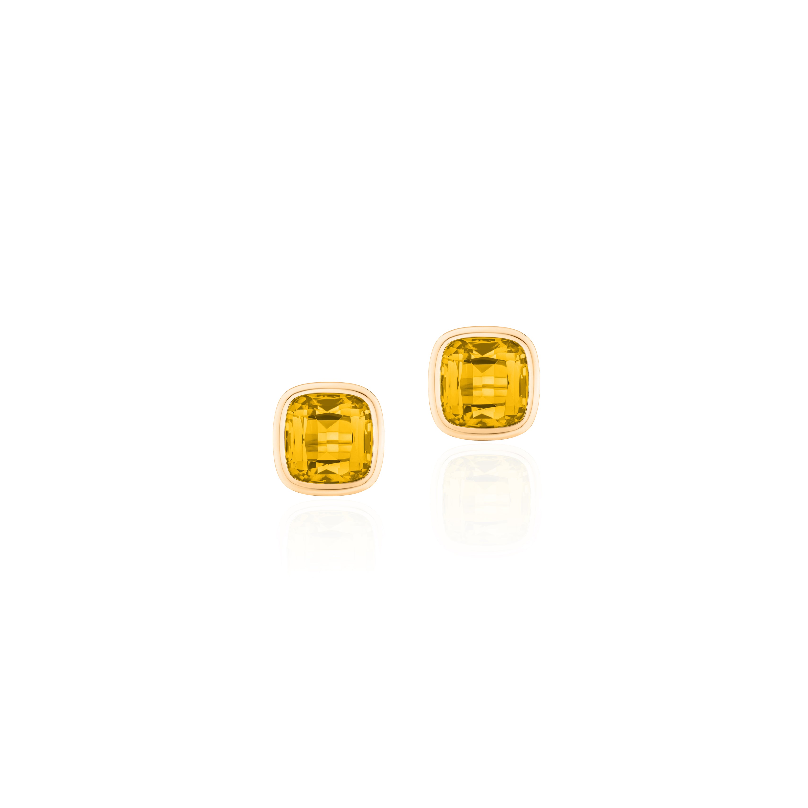Manhattan Citrine Cushion-Cut Bezel Studs