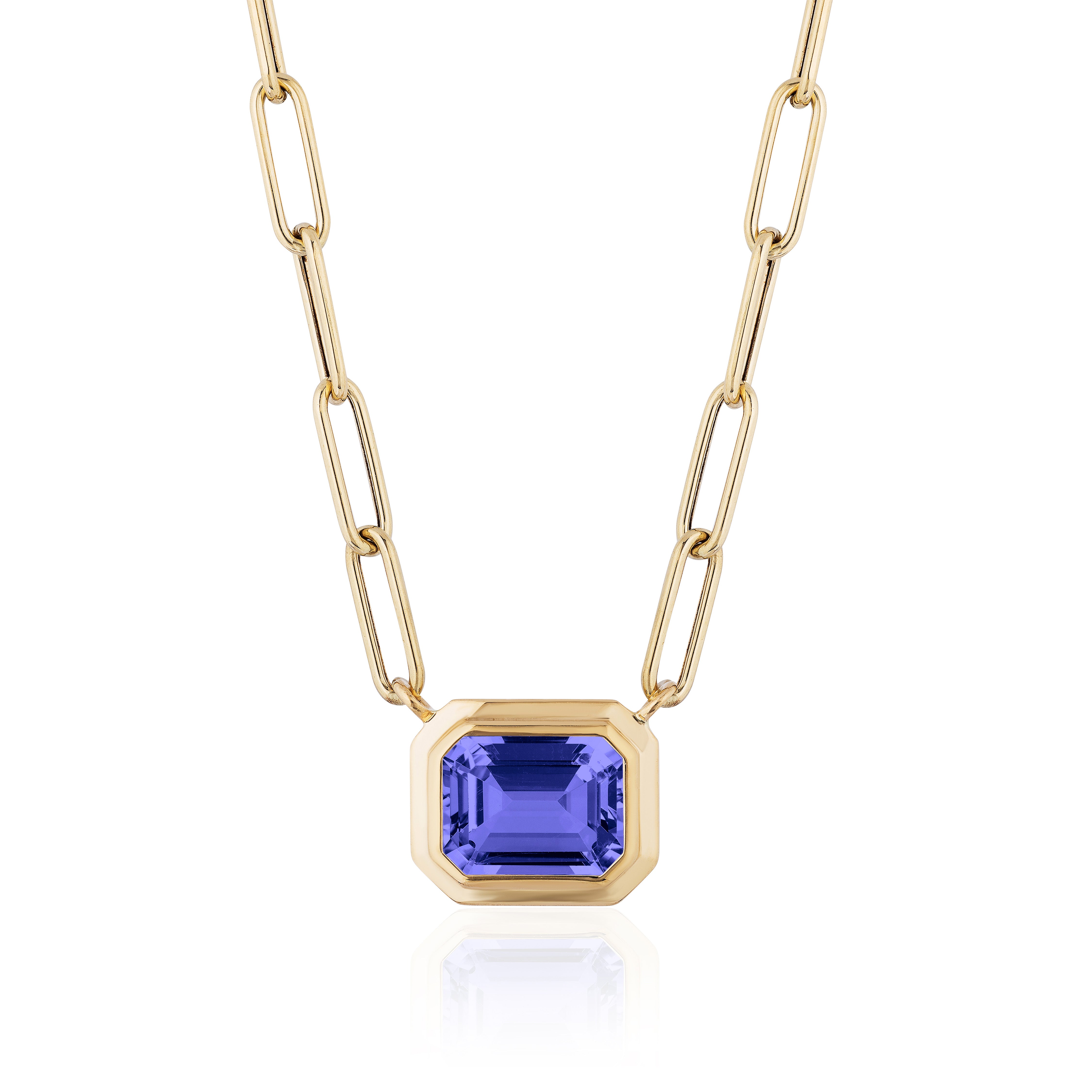 Emerald Cut Bezel Set Pendant