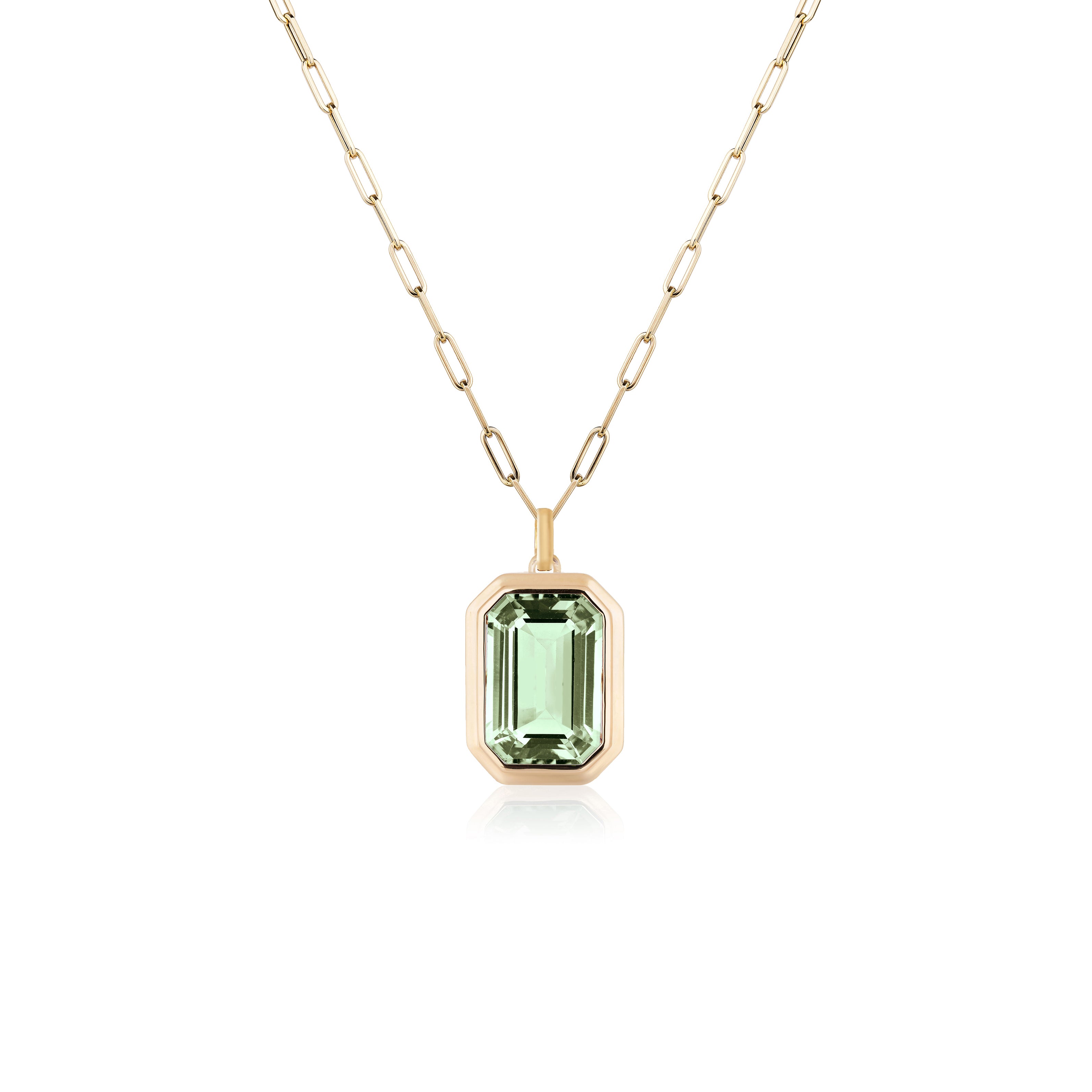 Emerald-Cut Prasiolite Bezel Pendant