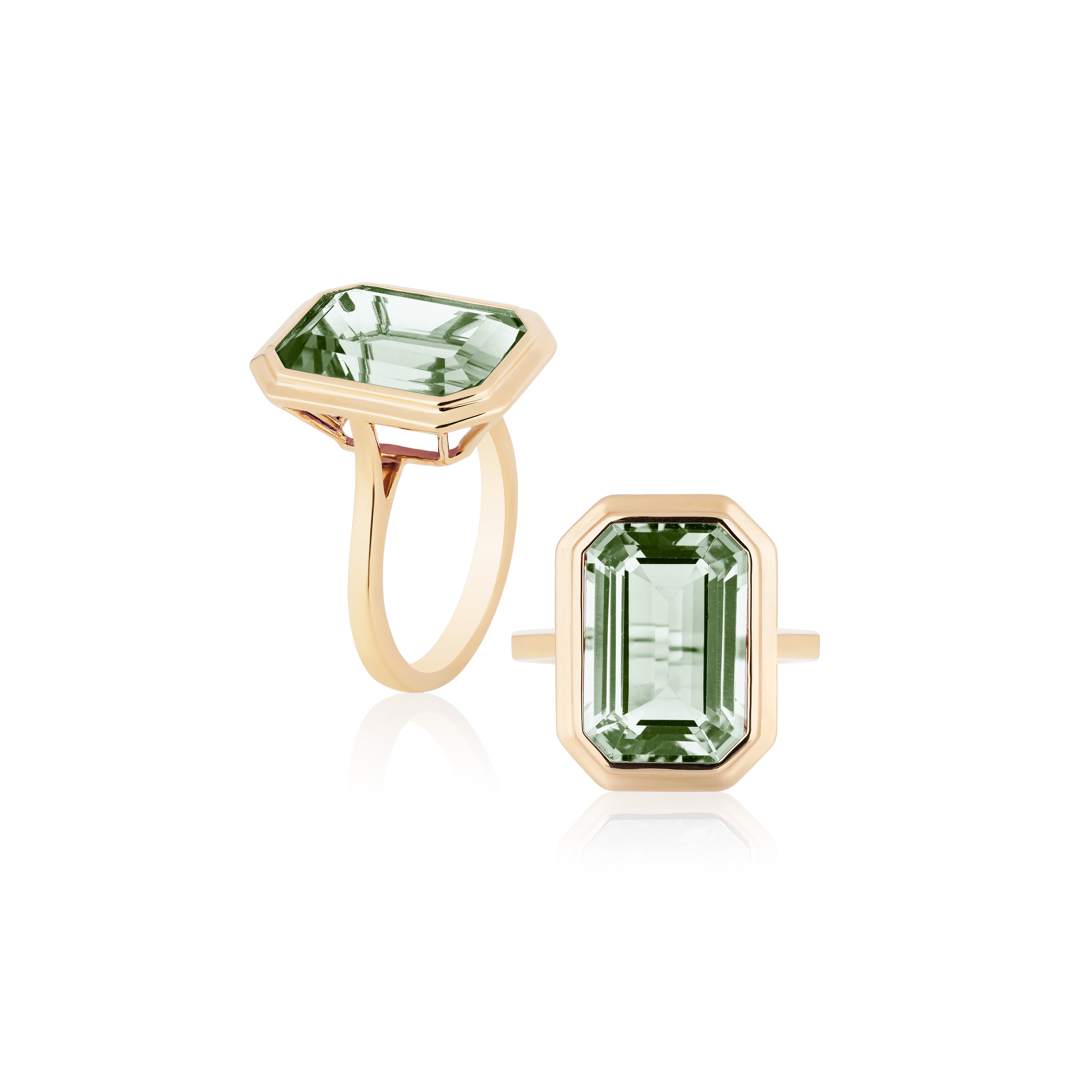 Manhattan Emerald-Cut Prasiolite Bezel Ring