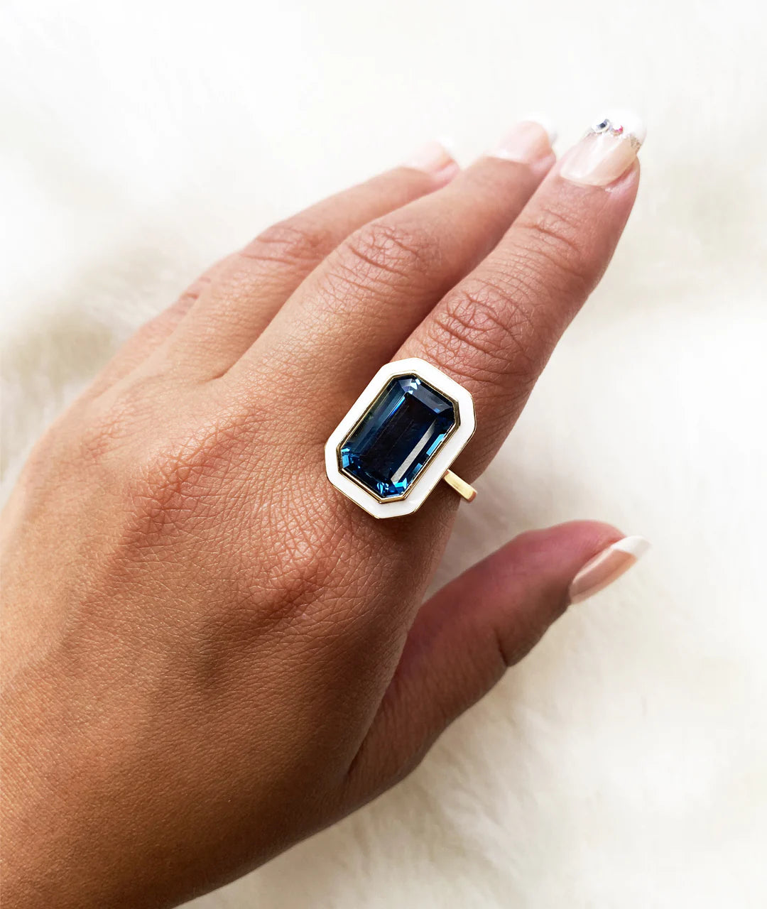 Emerald Cut Enamel Ring