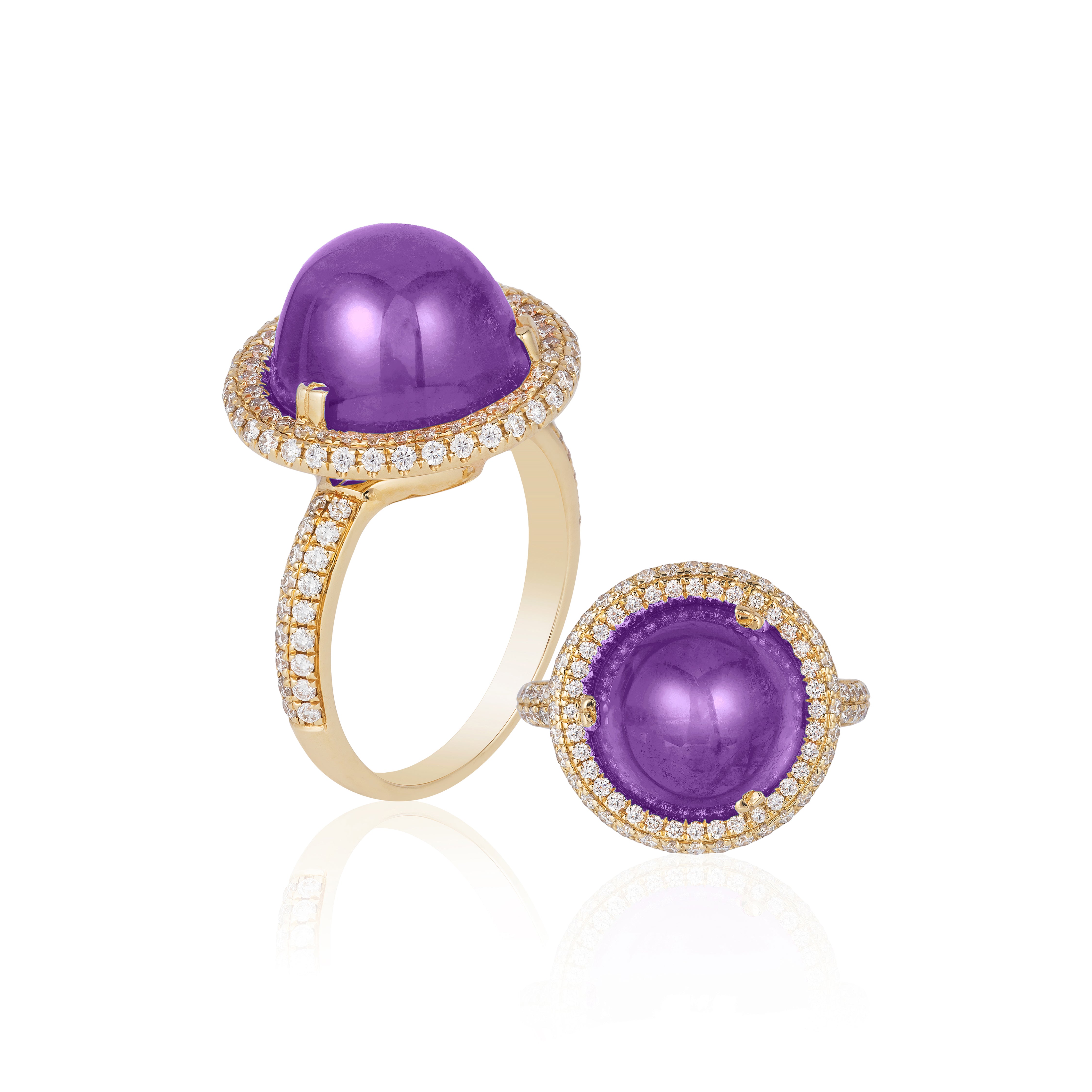 Rock N Roll Amethyst Cabochon Ring