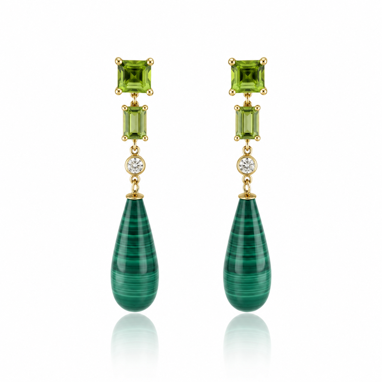 Malachite & Peridot Drop Earrings