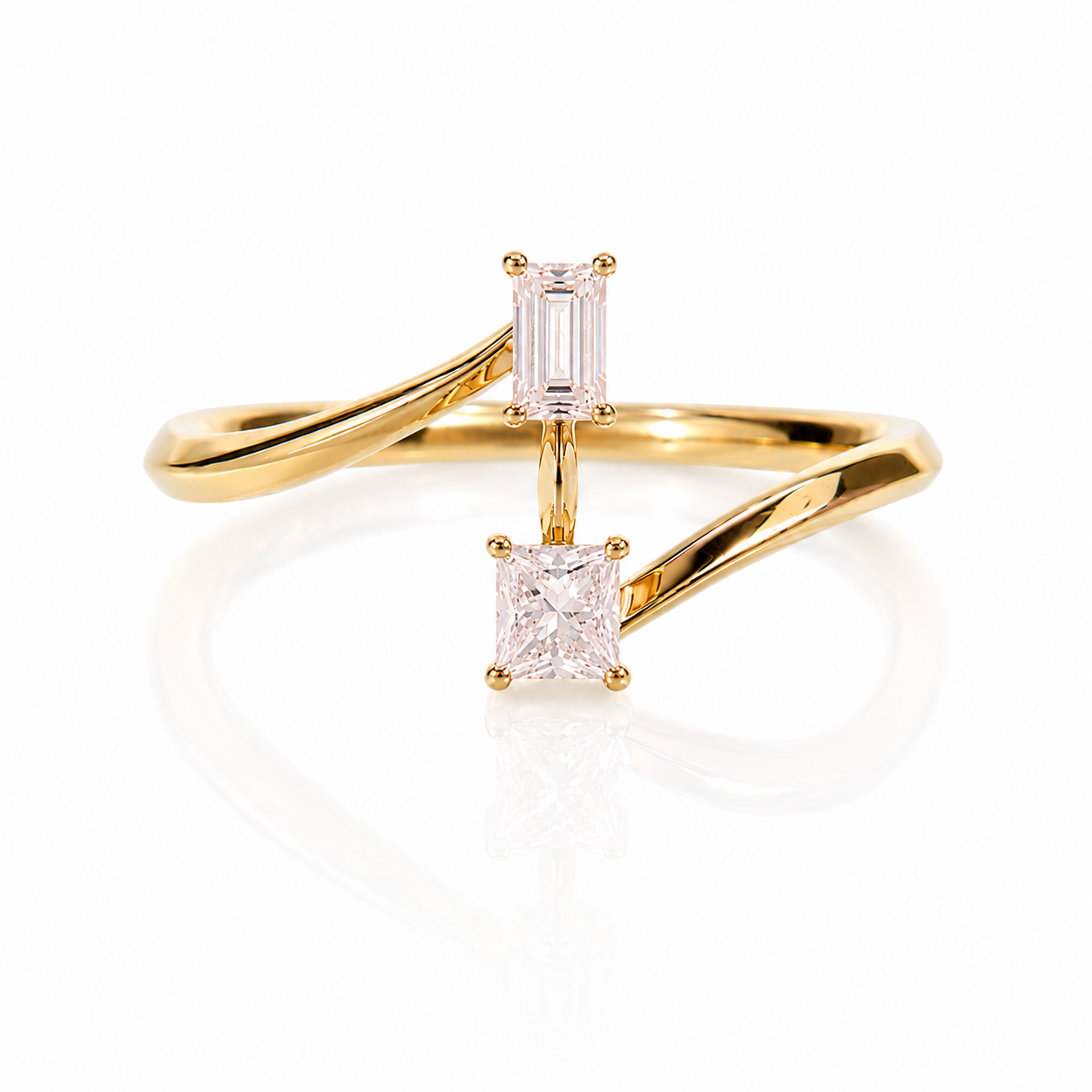 Mixed-Cut Diamond Bypass Ring