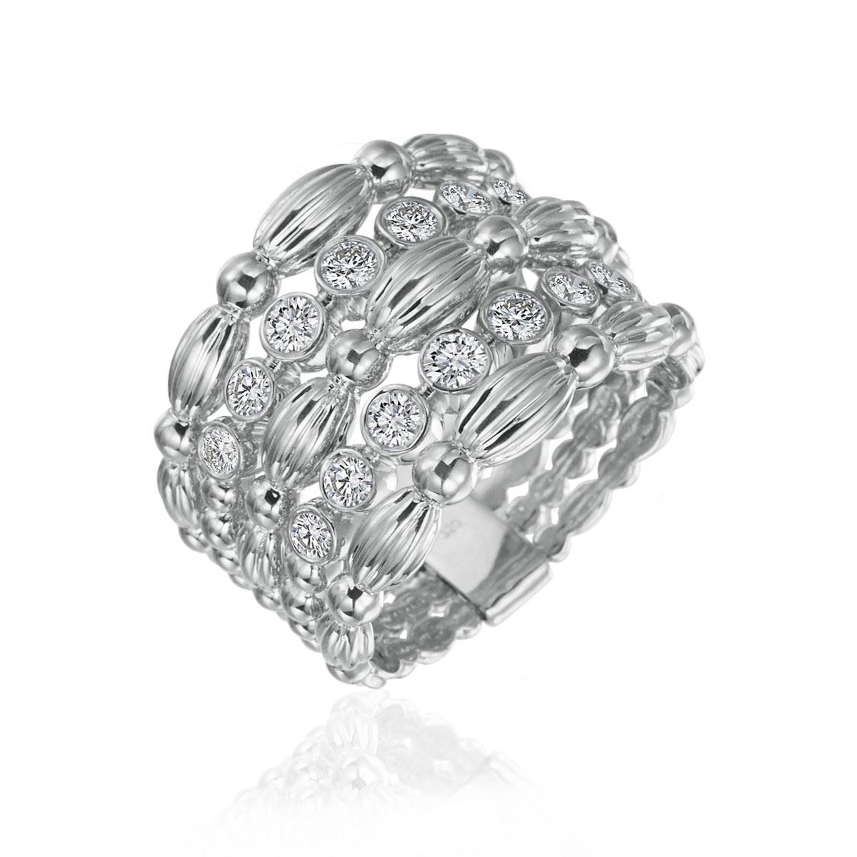 Five-Row Diamond Nutmeg Ring