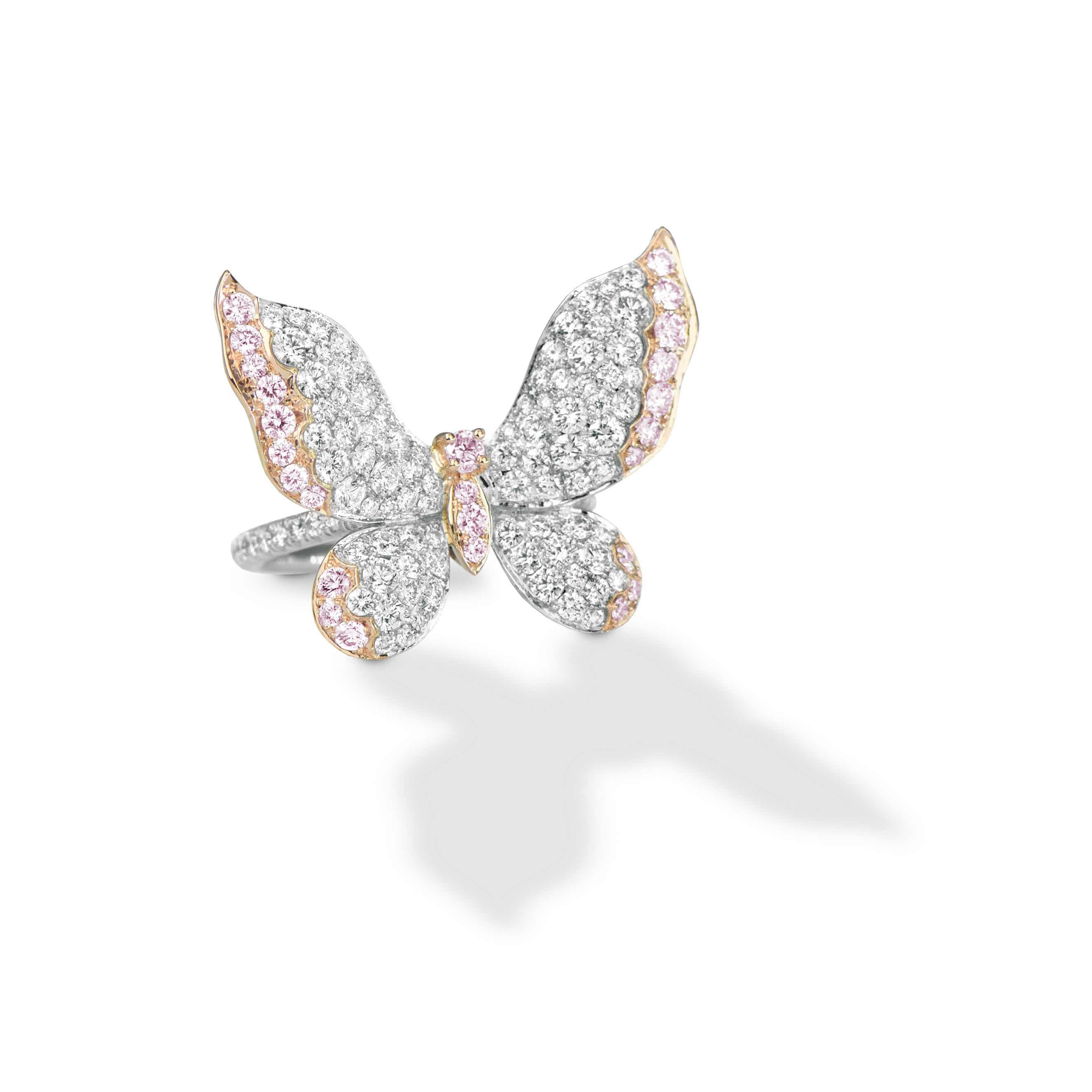 Argyle Pink Diamond Butterfly ring