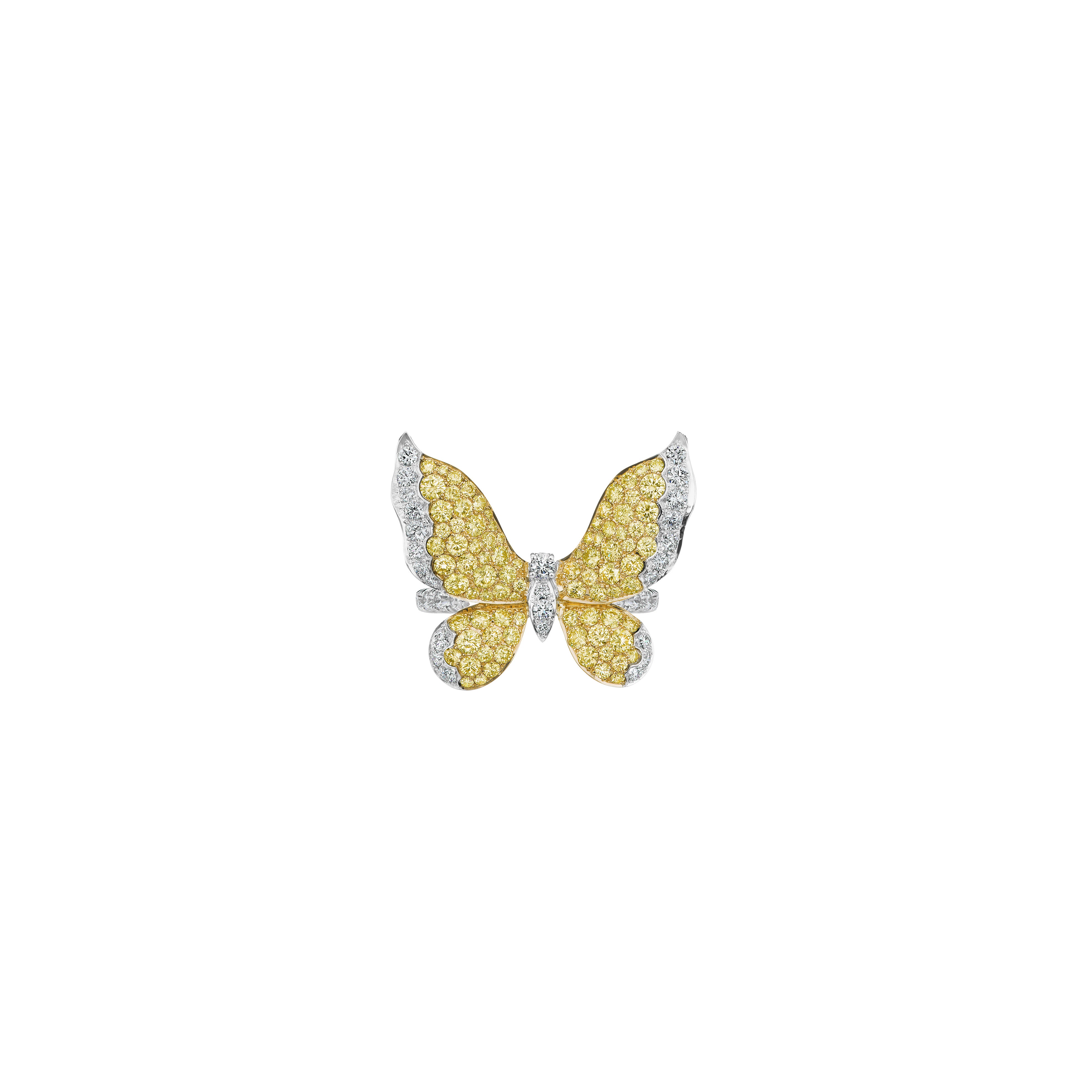 Intense Yellow Diamonds Butterfly Ring