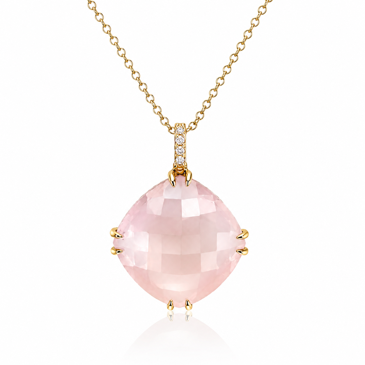 Rose Quartz Diamond Necklace