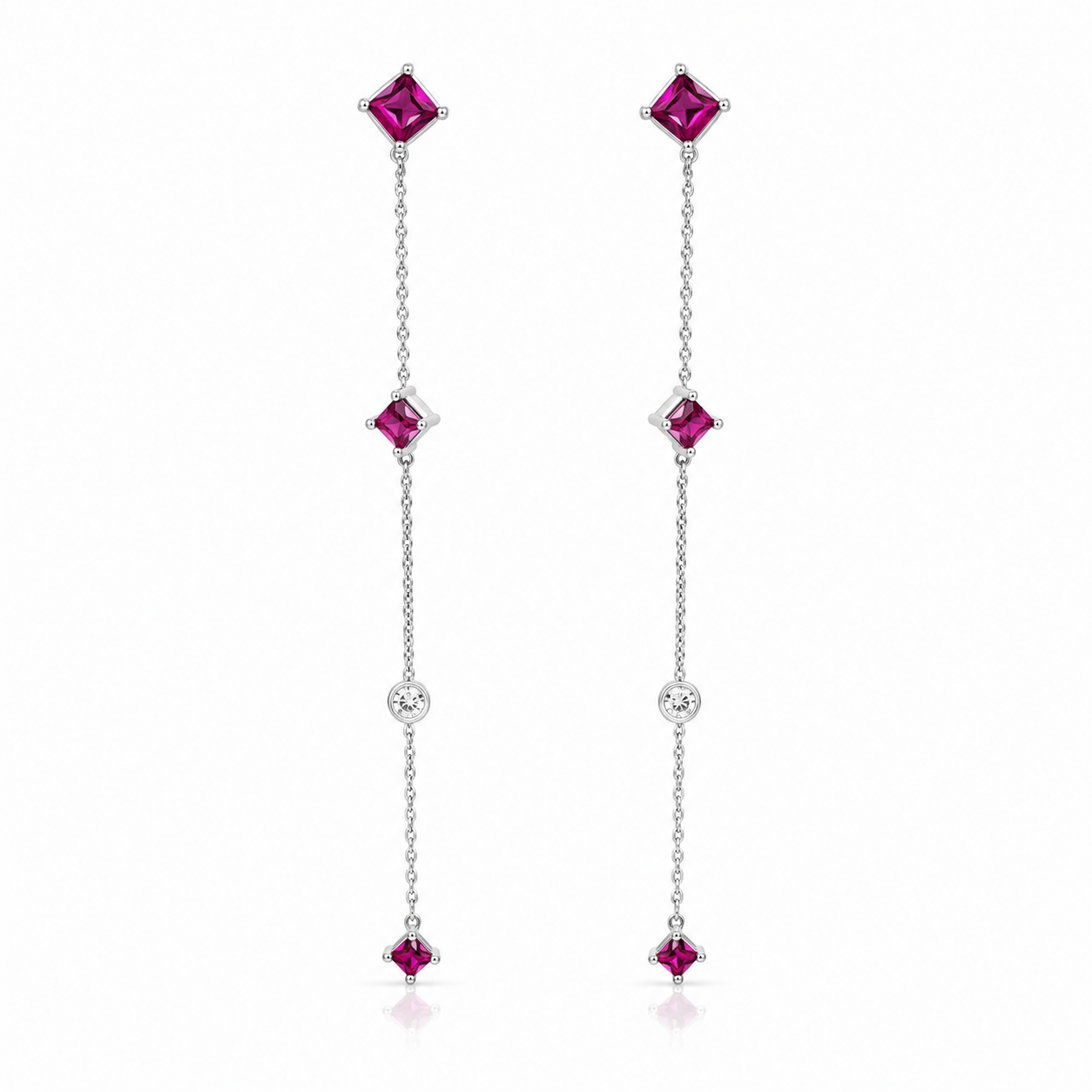 Ruby Diamond Linear Earrings