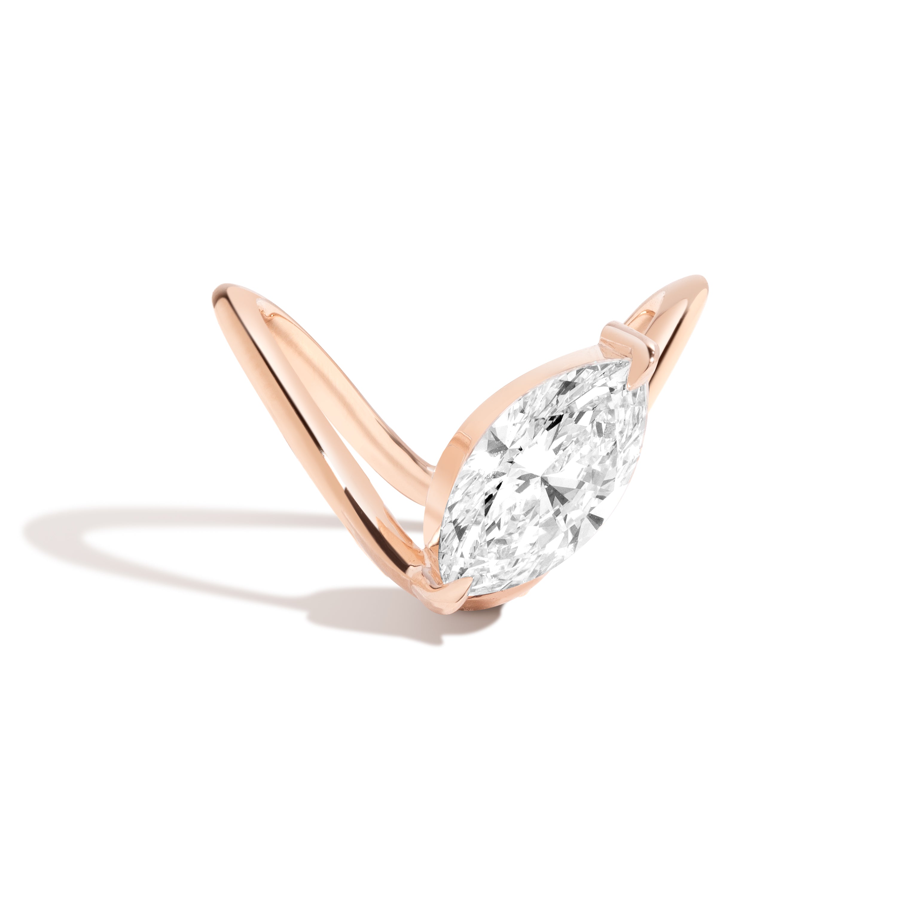 Zaha Curve Ring With Marquise