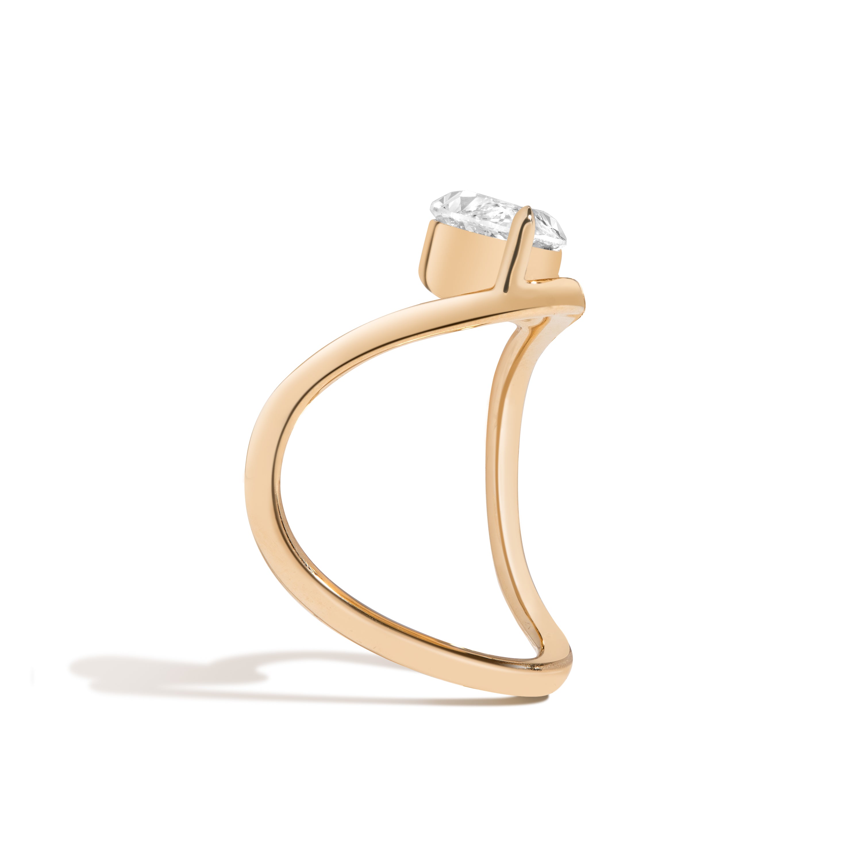 Zaha Curve Ring With Marquise