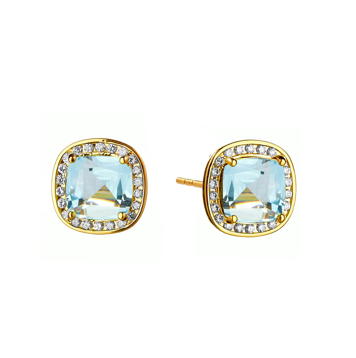 Aquamarine Cushion Studs