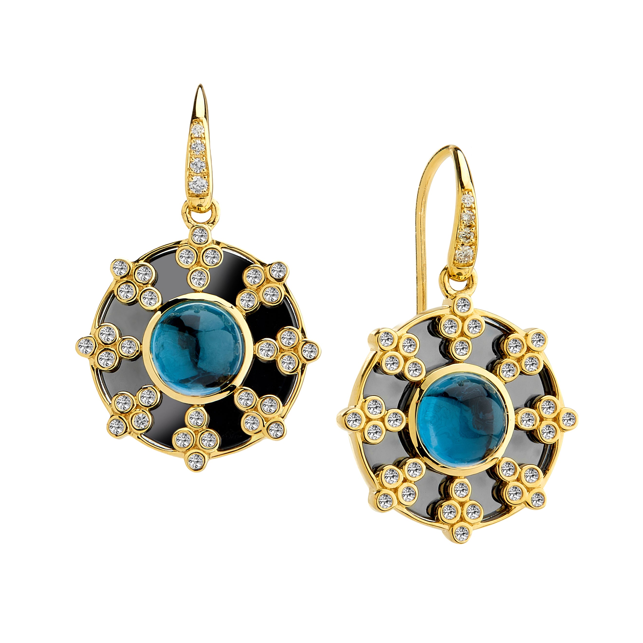 Mogul earrings with london blue and diamonds