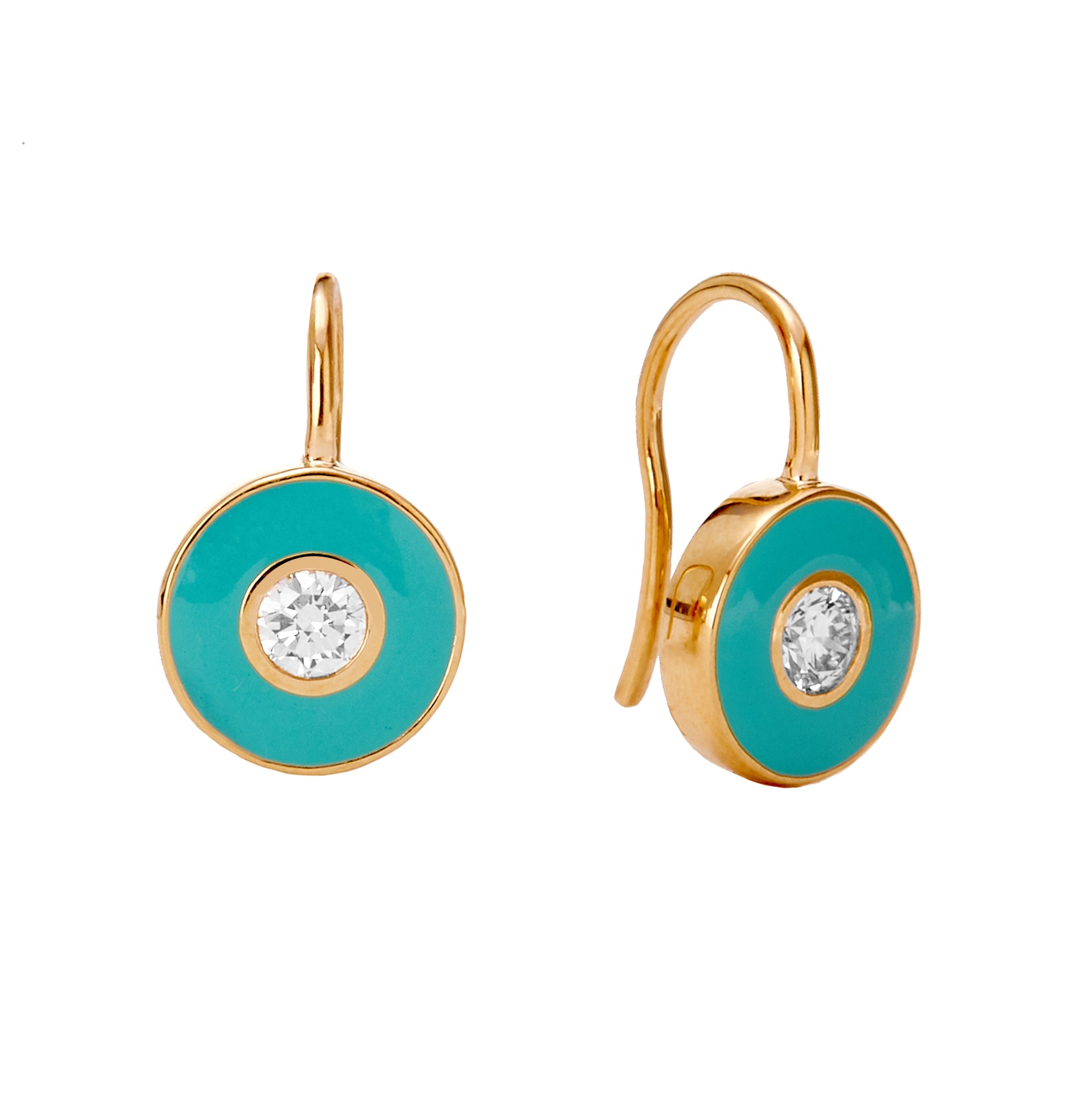 Cosmic sea green enamel disc earrings