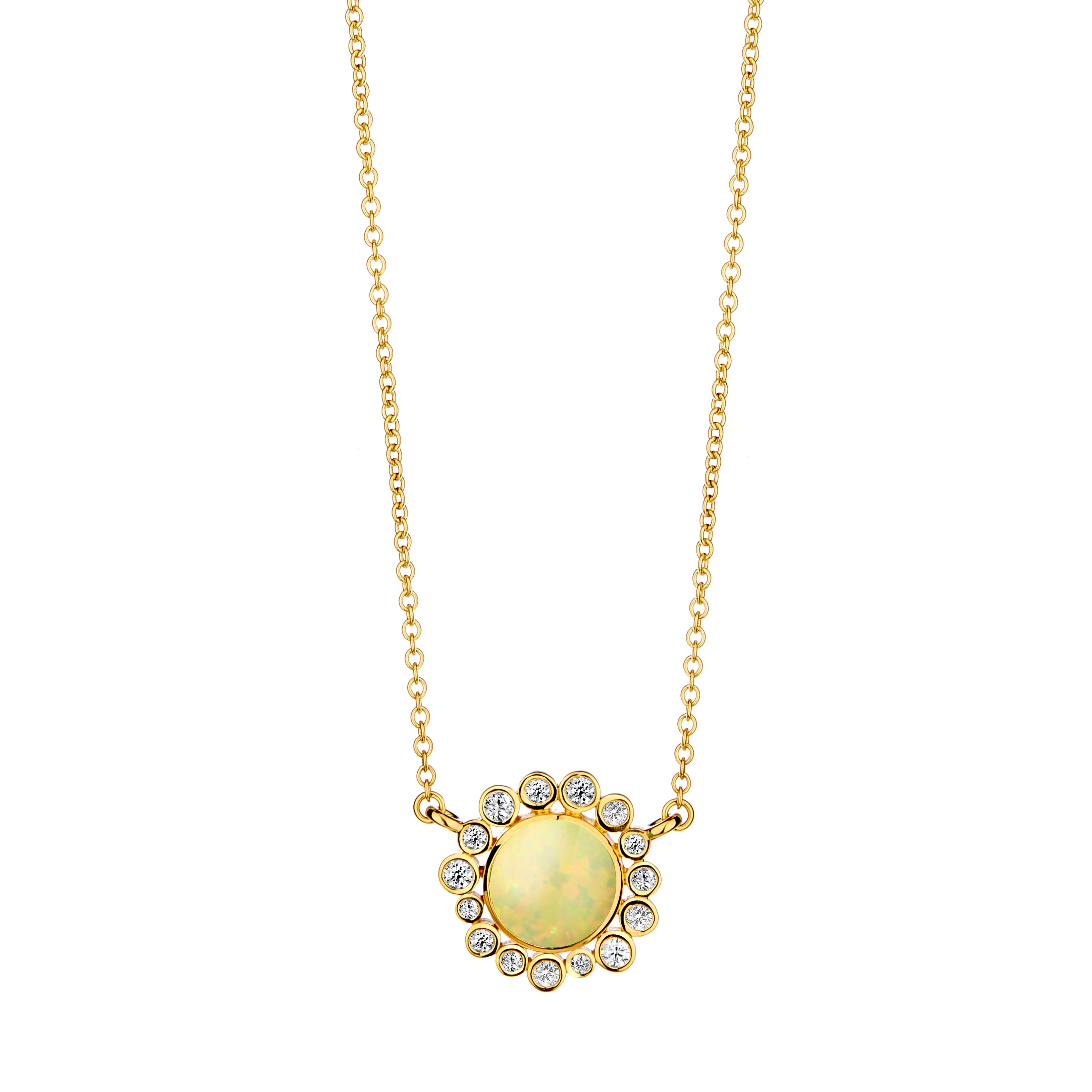 Cabochon Diamond Cluster Necklace