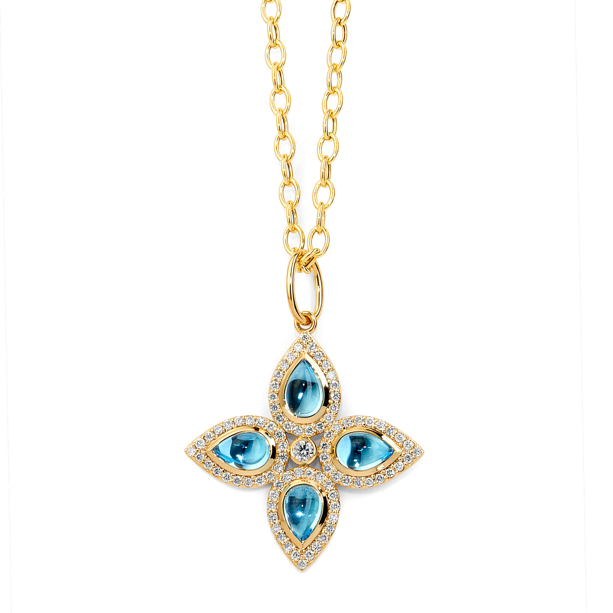 Blue Topaz Flower Pendant