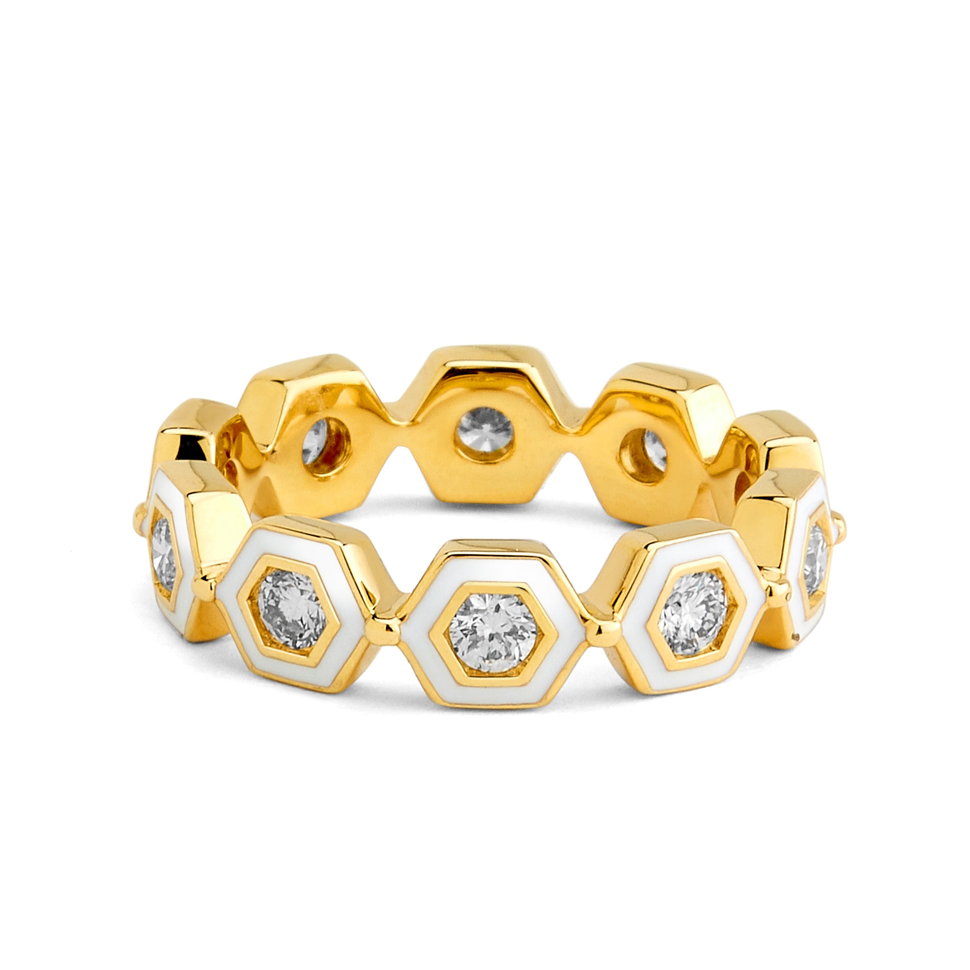 Hex Diamond Enamel Band