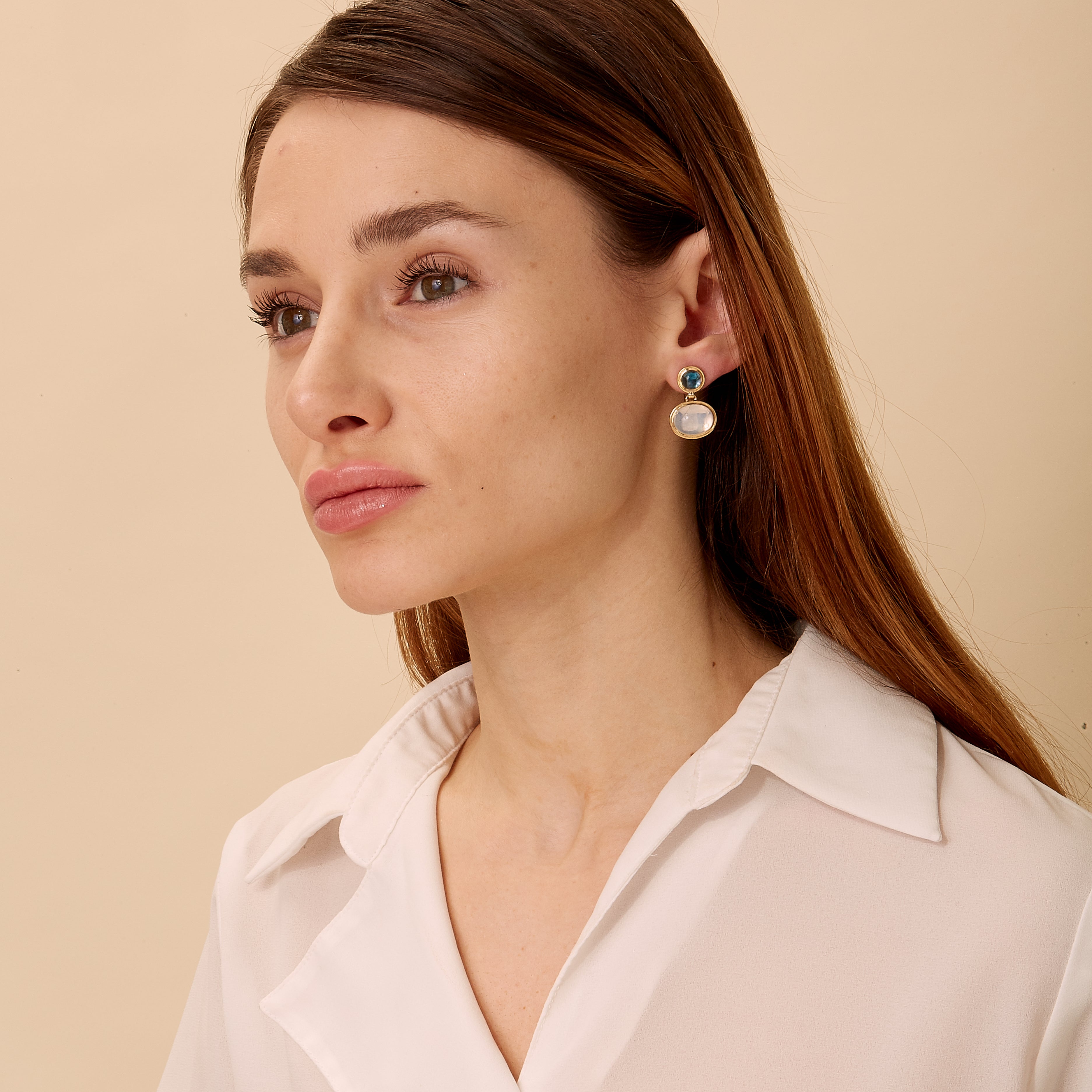 Moon Quartz Cabochon Earrings