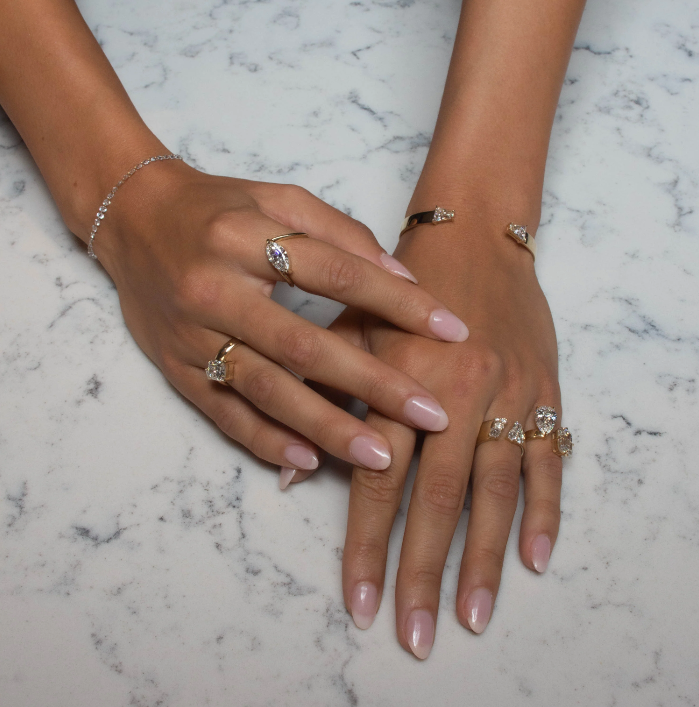 Zaha Curve Ring With Marquise