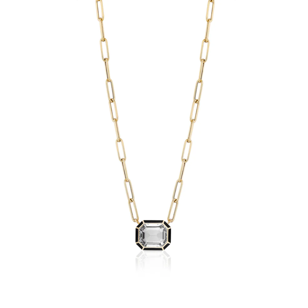 Emerald Cut Pendant with Inlay