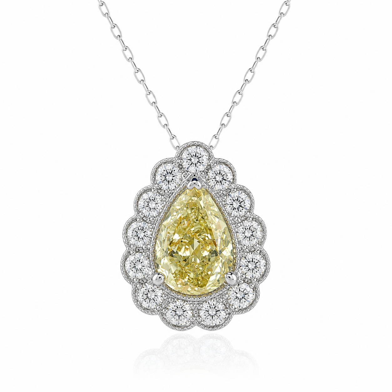 Yellow Diamond Halo Pendant