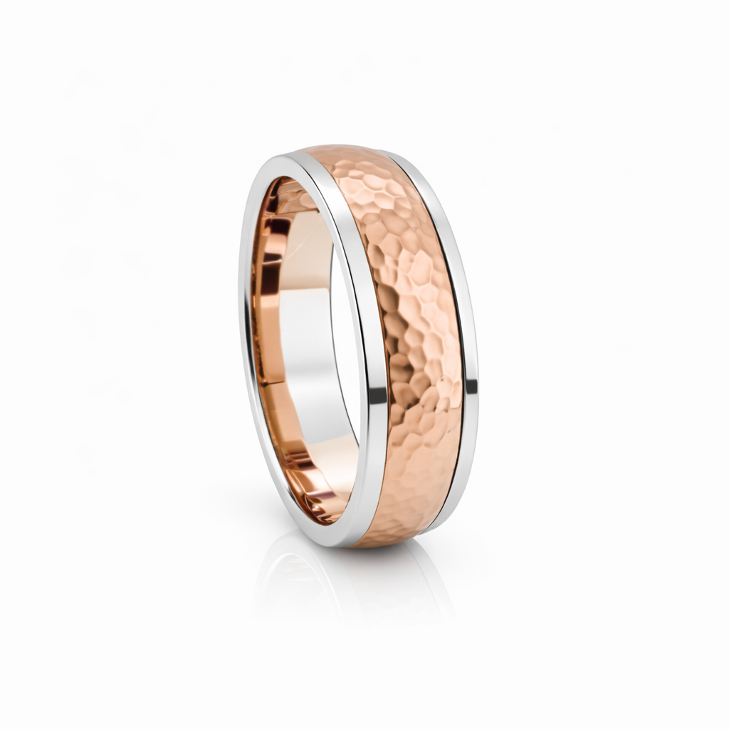 Mens Rose gold platinum wedding band