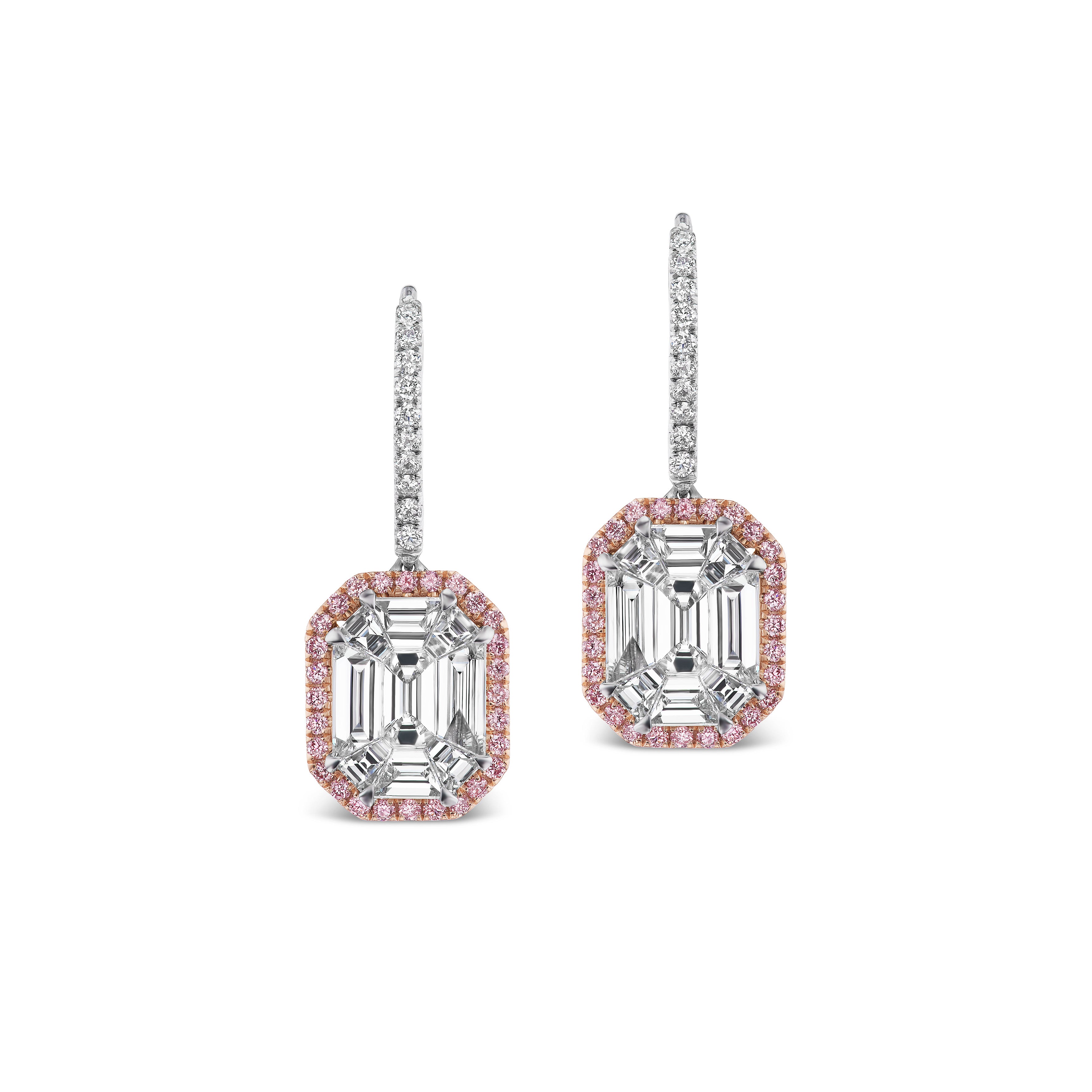 Invisibly Set Emerald Cut Earrings