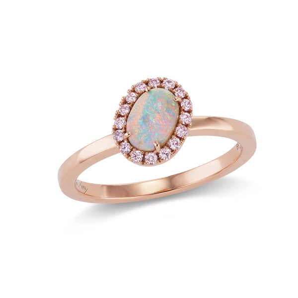Halo Opal moon Ring