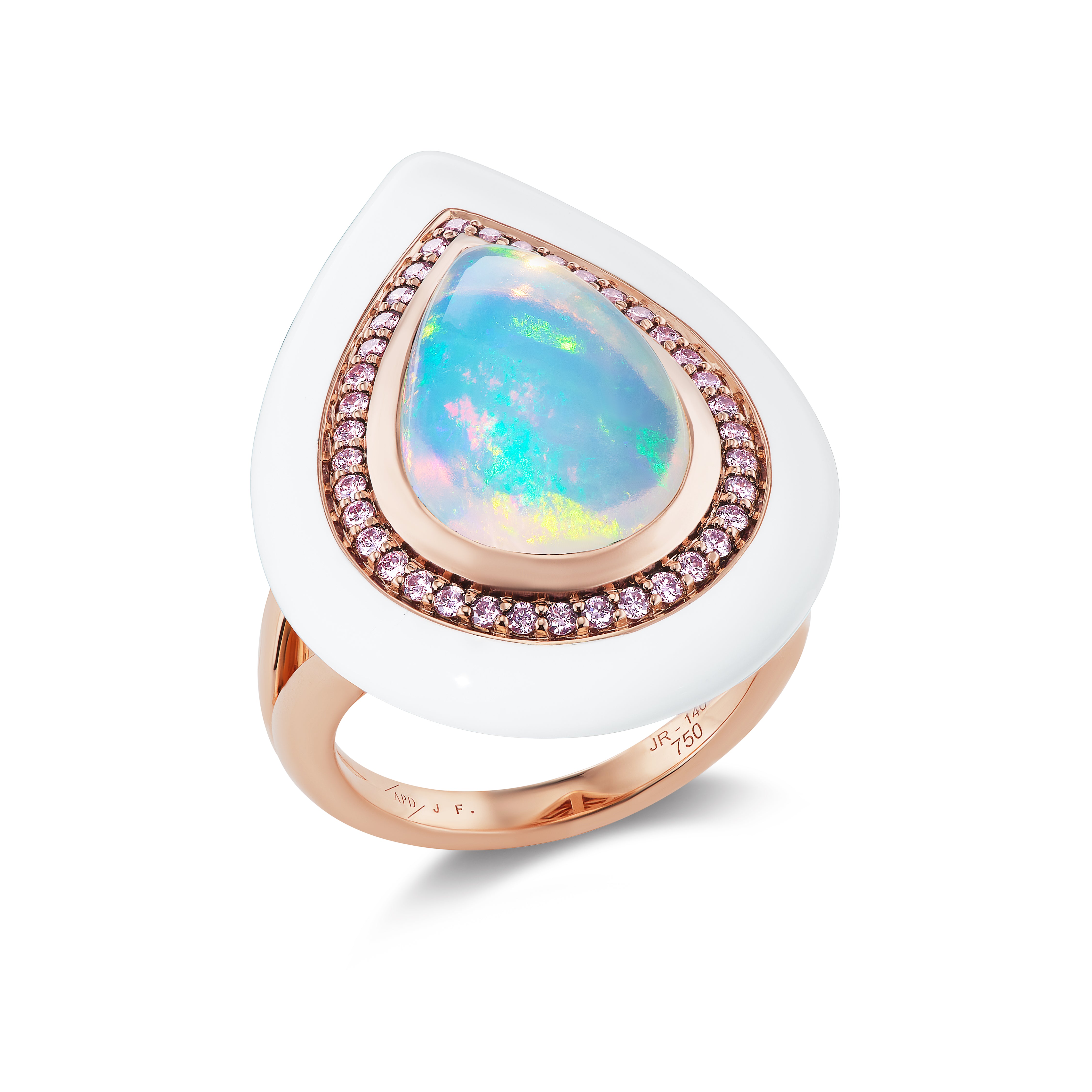 Argyle Pink Diamond and White Opal Ring