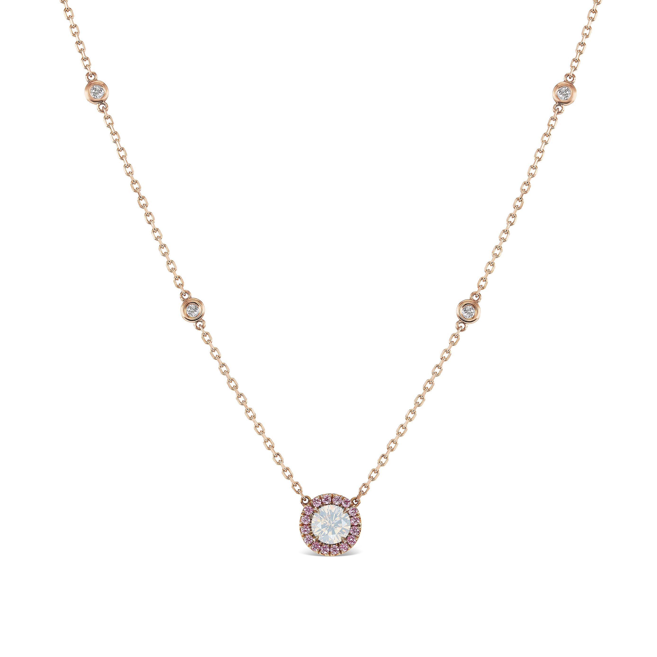 Argyle Diamond Halo Necklace