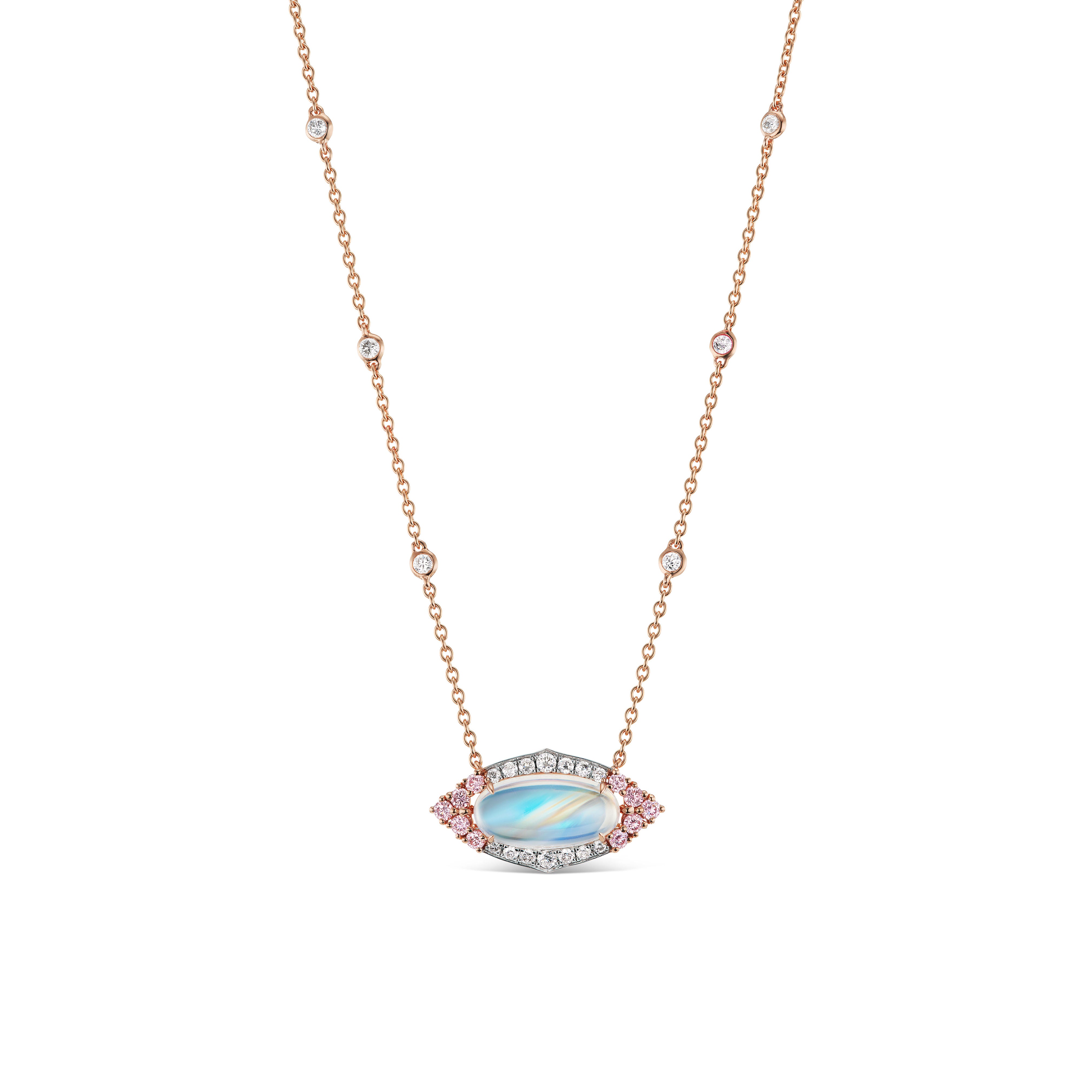 Argyle Pink Diamond Moonstone Necklace