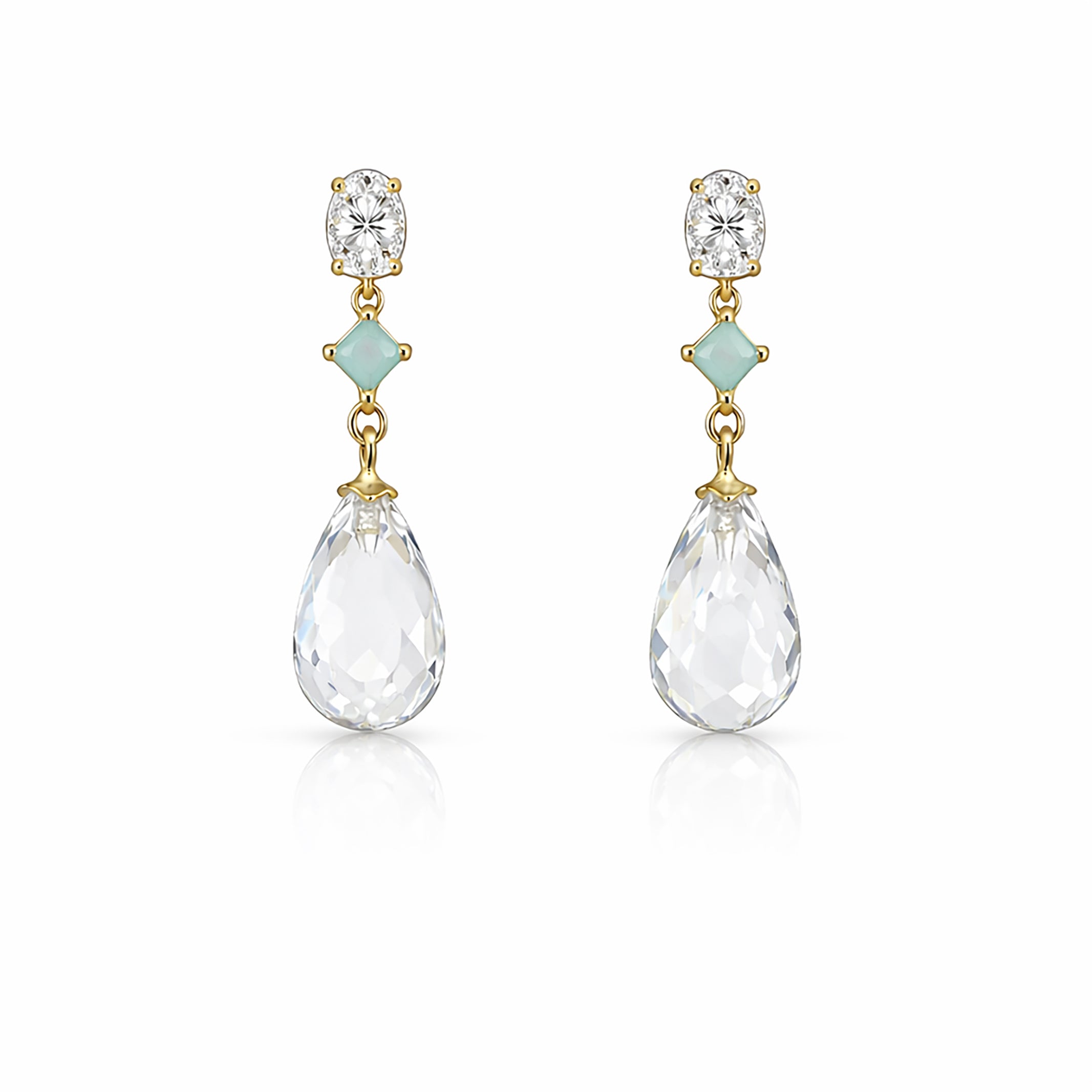 Diamond Quartz Rain Earrings