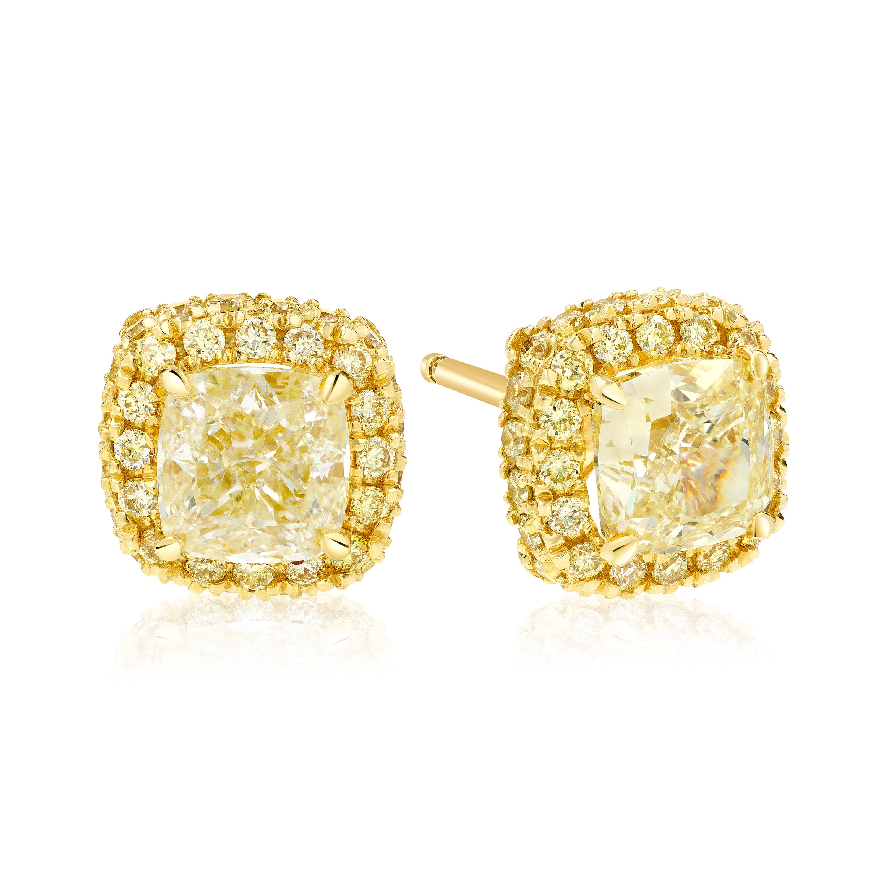 Yellow Diamond Radiant Earring Studs